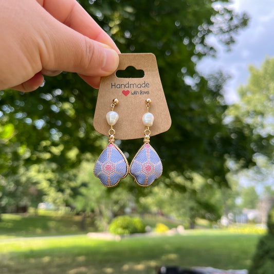 "Winter Sky" Song Brocade Earrings