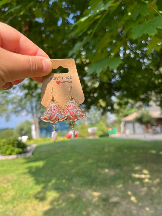 “Lily of the Valley” Pearl and Brocade Earrings