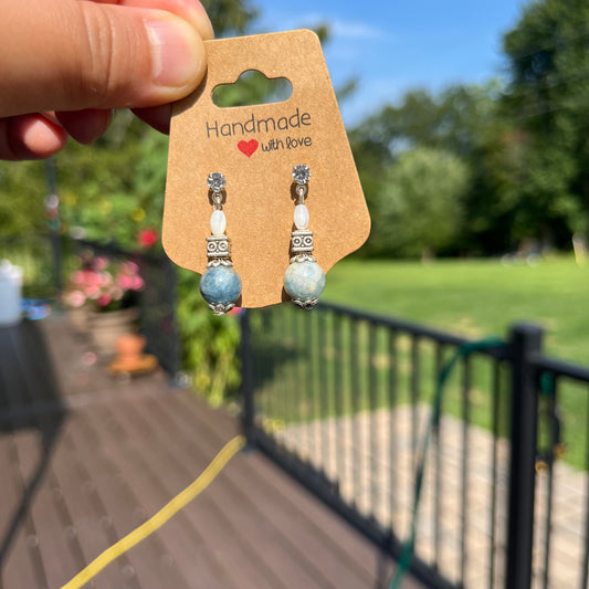 Ocean Marble Pearl Drop Earrings