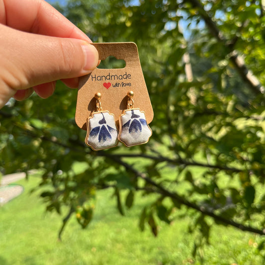 Whispers of Blue Brocade Dangle Earrings