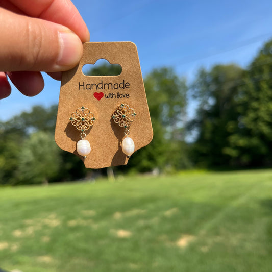 "Enchanted Garden" Pearl Earrings