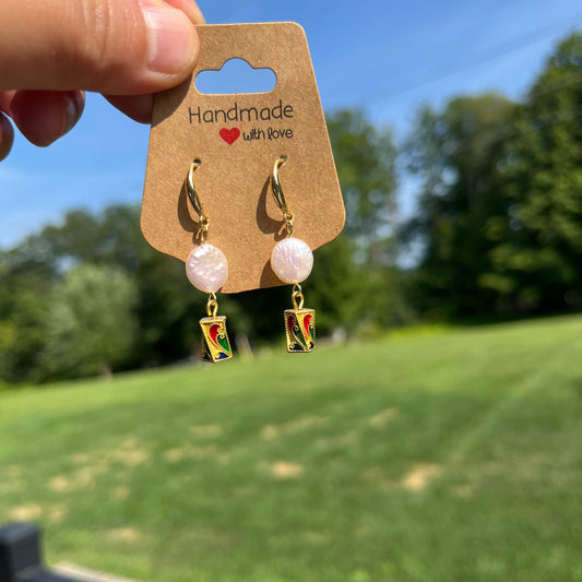 "Rainbow Bloom" Pearl Drop Earrings