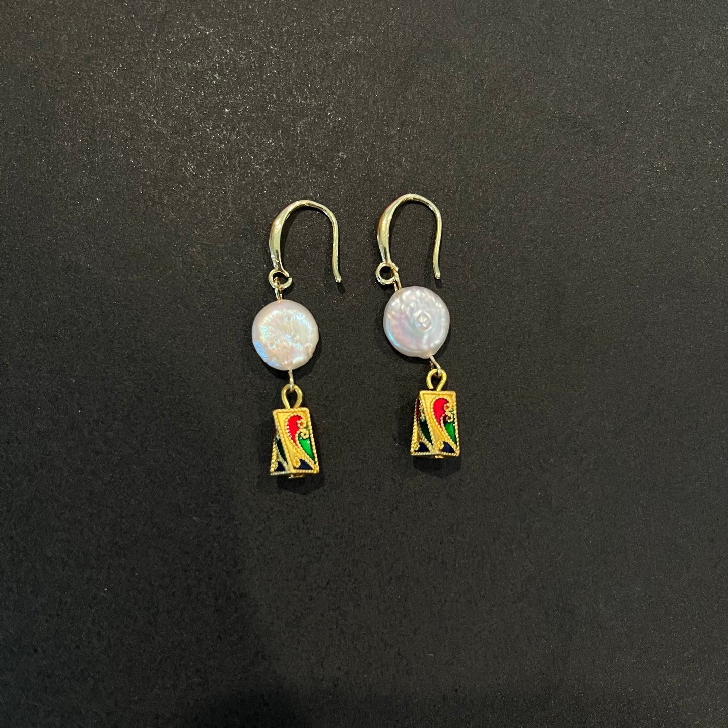 "Rainbow Bloom" Pearl Drop Earrings