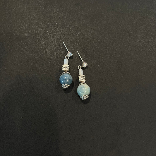 Ocean Marble Pearl Drop Earrings