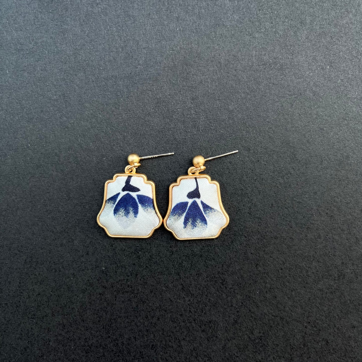 Whispers of Blue Brocade Dangle Earrings