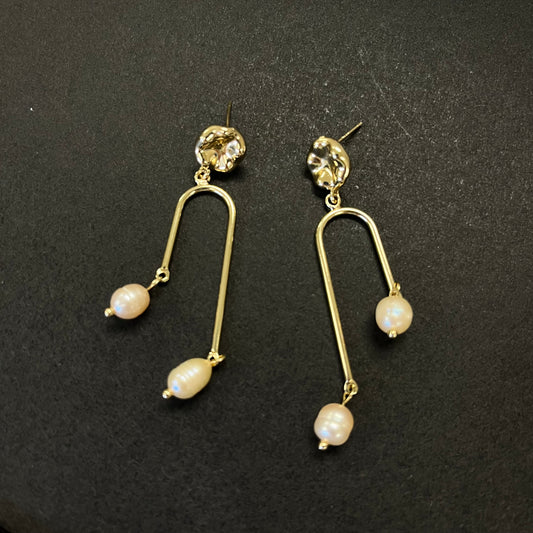 Dainty Pearl Arch Earrings
