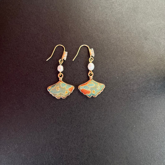 Gilded Ginkgo Brocade Earrings