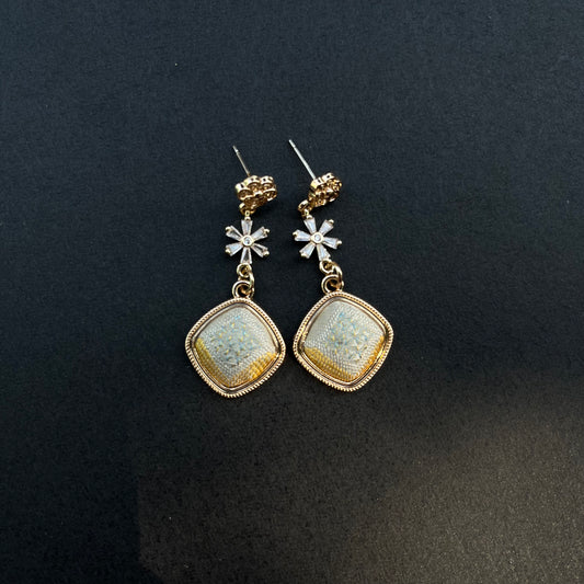 Golden Bloom Brocade Dangle Earring