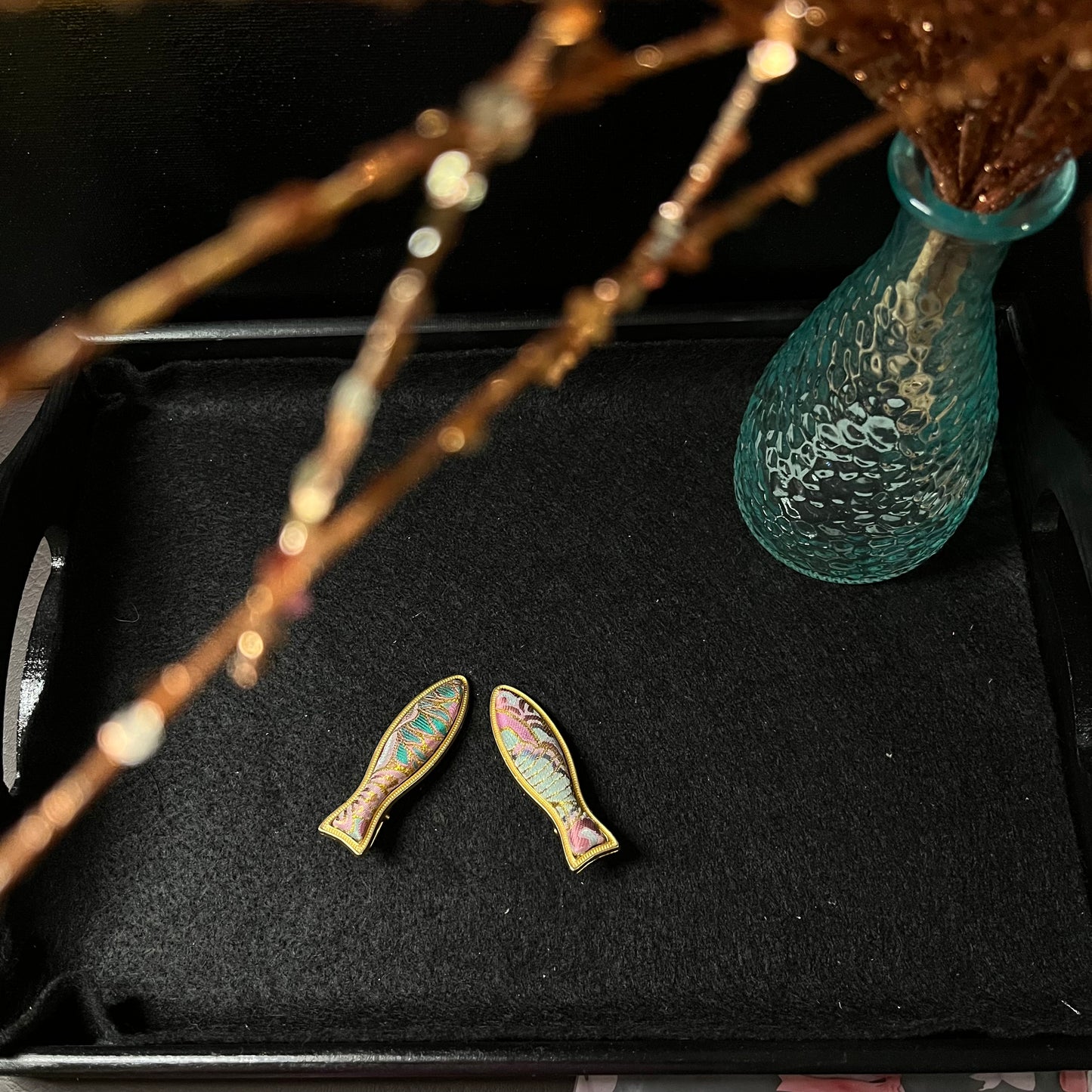 Aquatic Charm: Fish Brocade Hair Clips