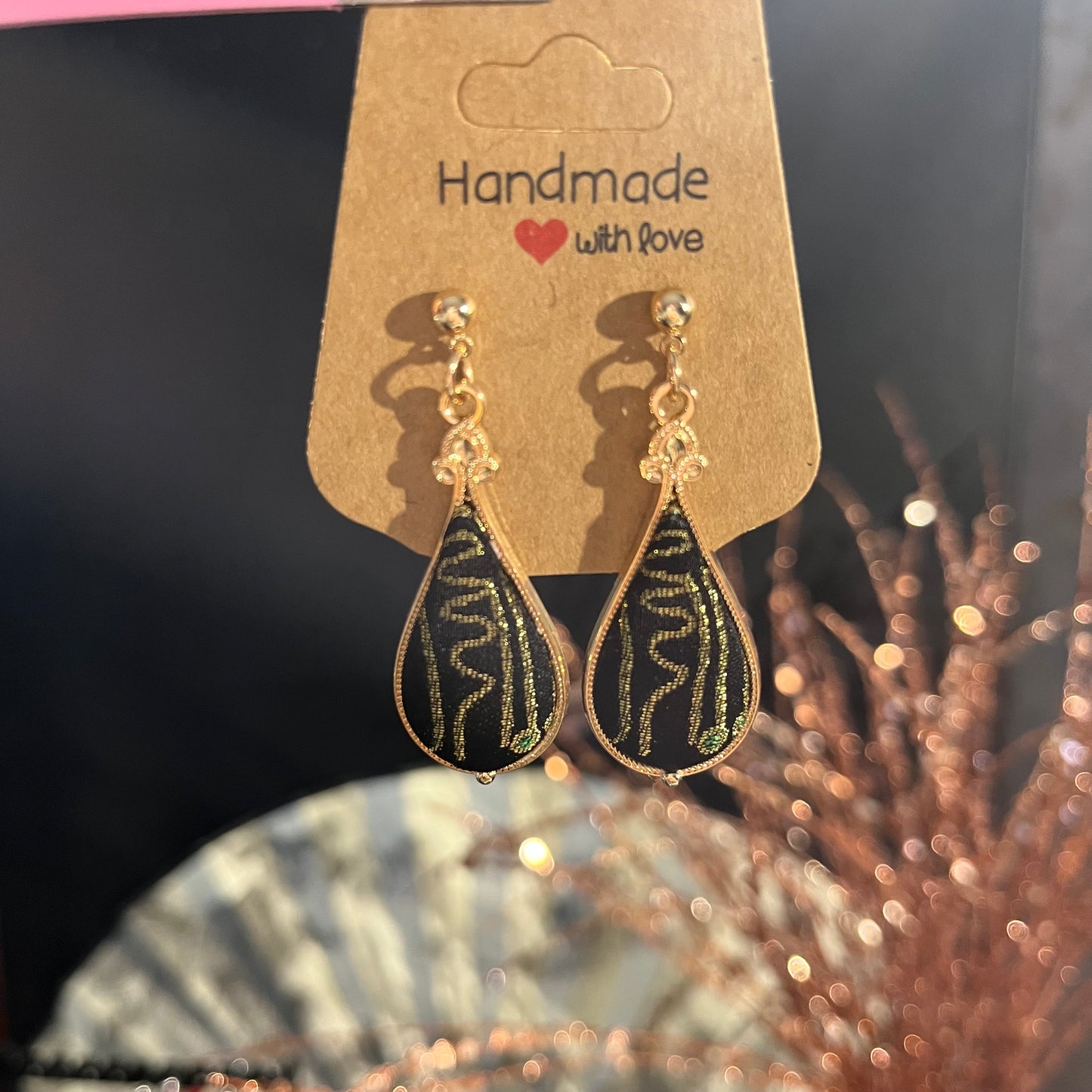 Golden Heritage: Handmade Song Brocade Teardrops