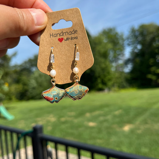 Gilded Ginkgo Brocade Earrings