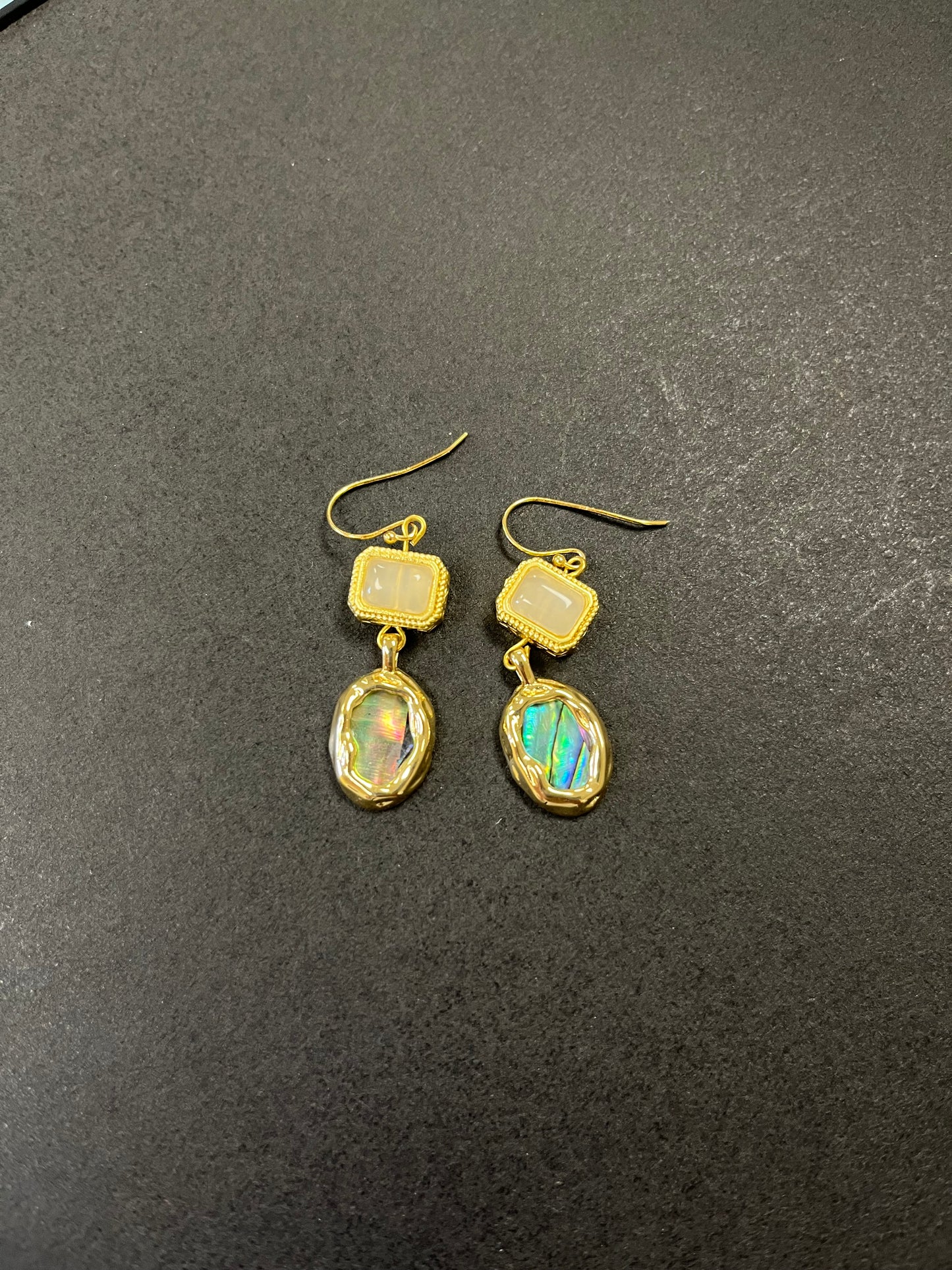 Handmade Shell & Glass Drop Earrings – 925 Sterling Silver Hooks ✨
