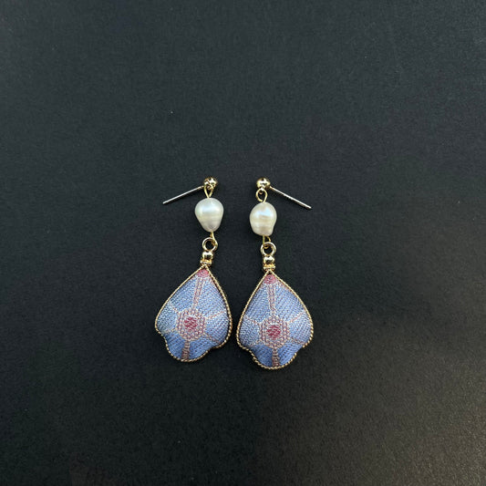 "Winter Sky" Song Brocade Earrings