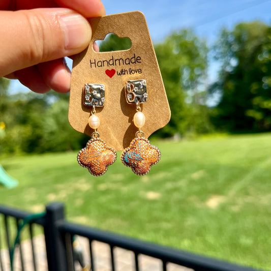 Lucky Clover Brocade Earrings