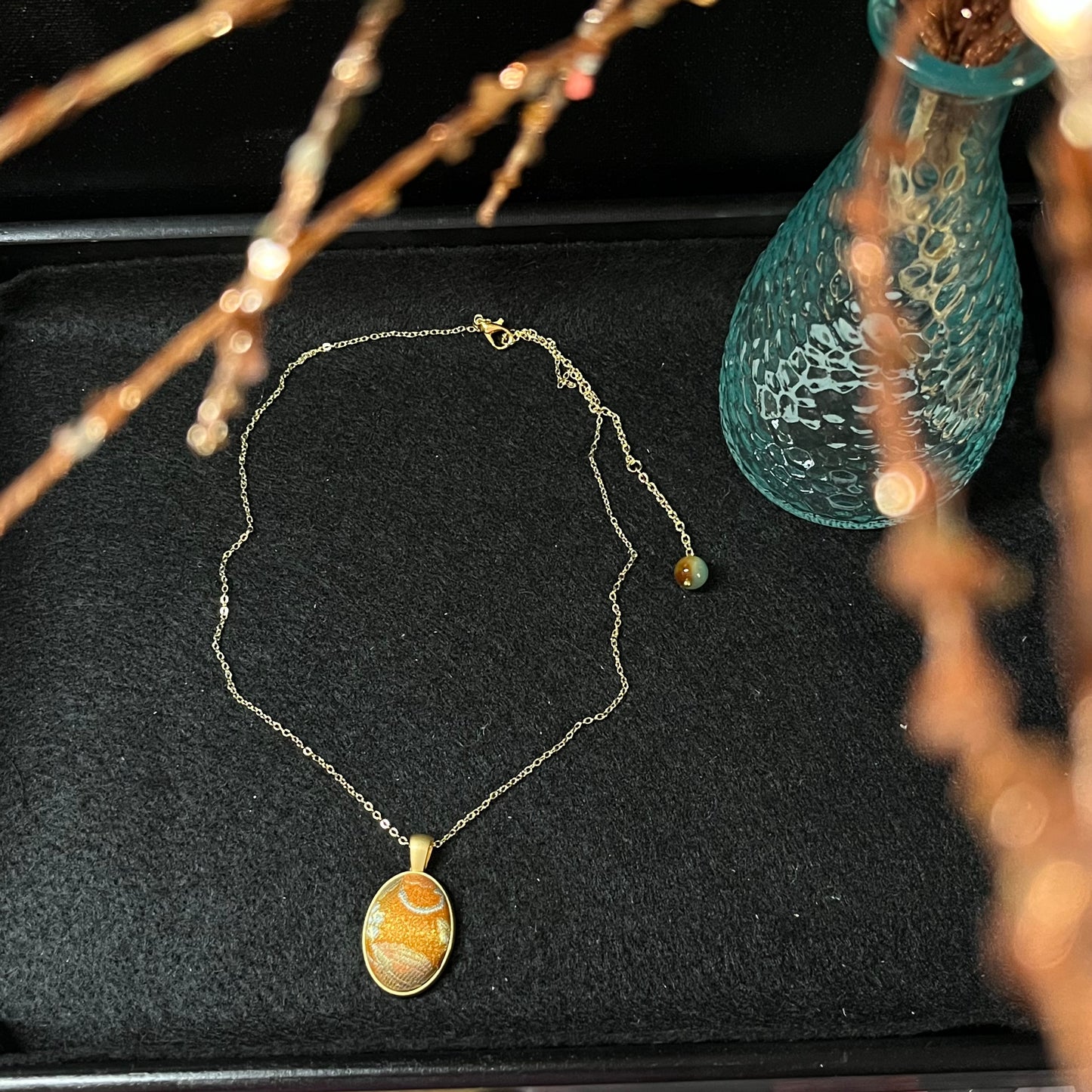 Amber Glow: Heritage Song Brocade Necklace