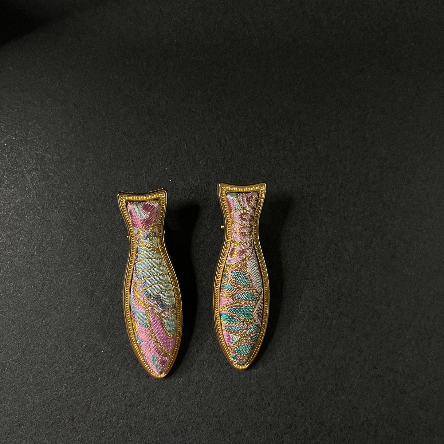 Aquatic Charm: Fish Brocade Hair Clips