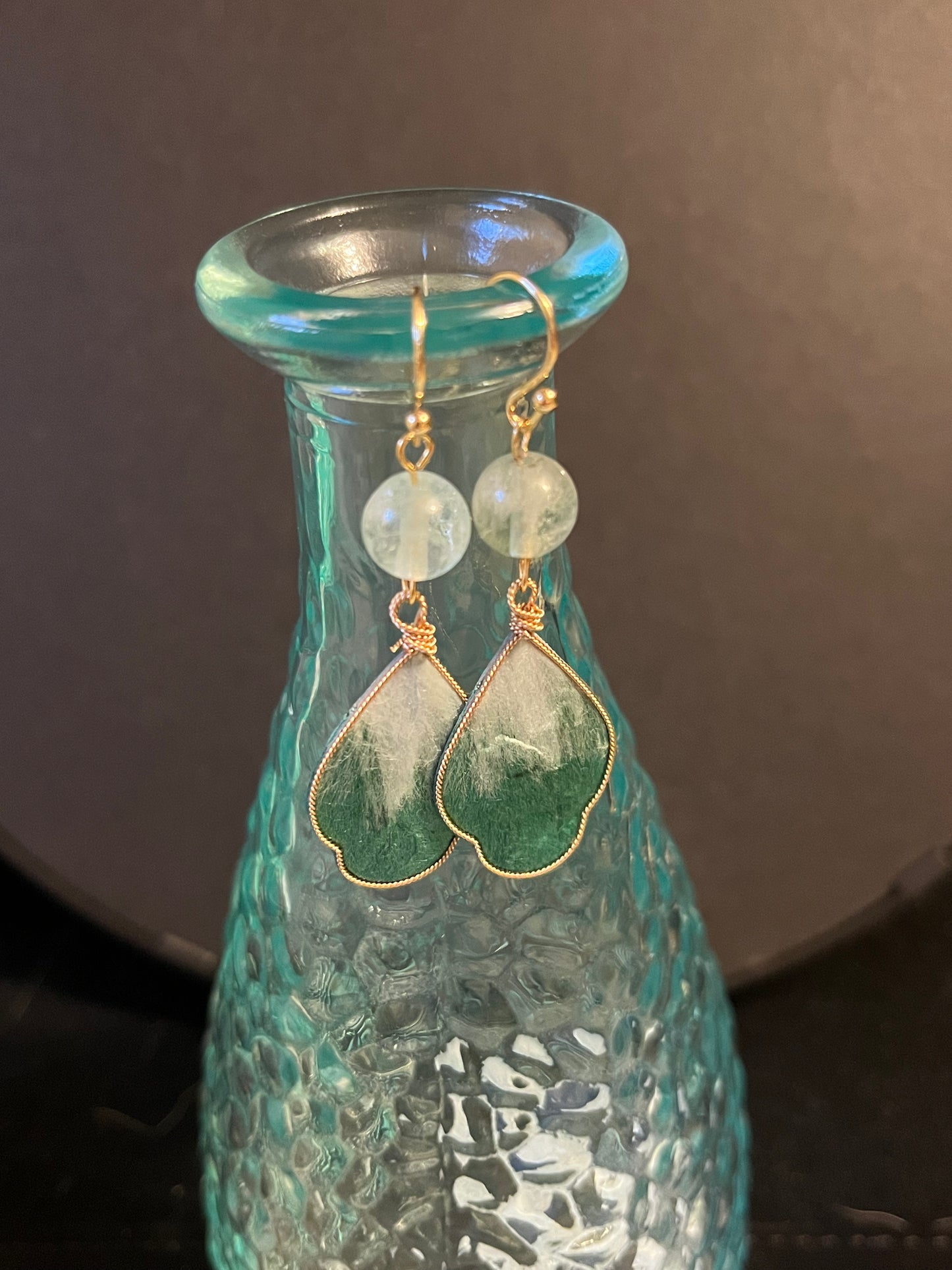 Emerald Tide Silk Thread Earrings