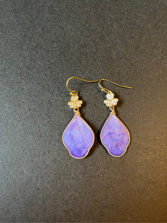 Sparkle & Bloom Purple Velvet Earrings